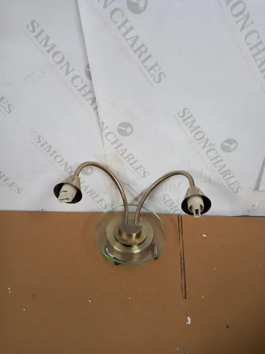 TUGEL 2LT WALL LIGHT ANTIQUE BRASS WITH DOUBLE ENVELOPE GLASS