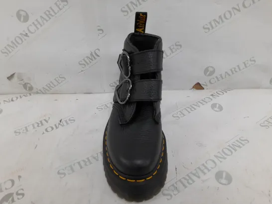 PAIR OF DR MARTENS HEART BUCKLE RAISED BOOTS IN BLACK - UK 5