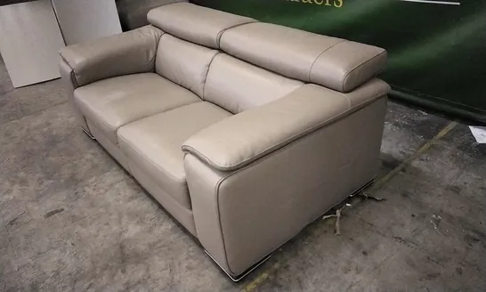 QUALITY ITALIAN DESIGNER MELO LOVESEAT MUD LEATHER