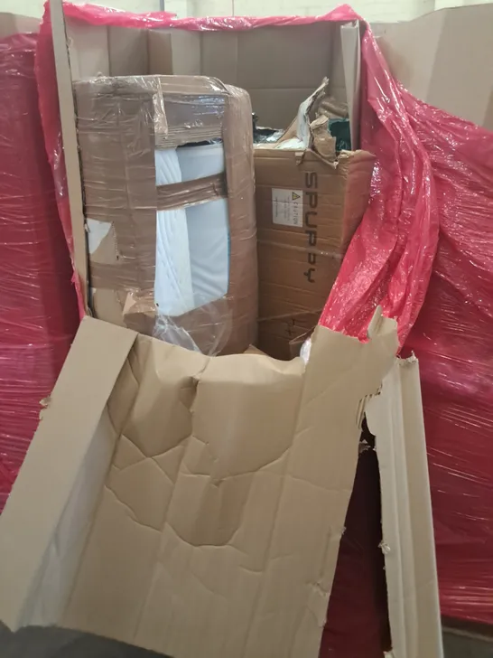 PALLET OF ASSORTED HOUSEHOLD ITEMS TO INCLUDE CLOTHES DRYING RACKS, MATTRESS AND TOILET SEAT