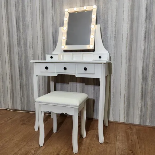 BOXED MAISIE DRESSING TABLE WITH STOOL SET IN WHITE - 1 BOX