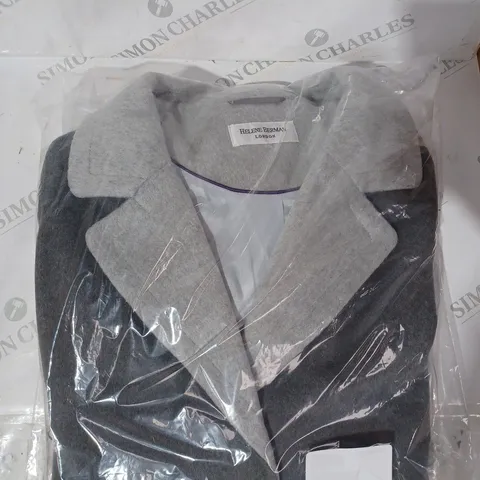 BOXED HELENE BERMAN LONDON CONTRAST COLOUR COAT IN CHARCOAL SIZE 20