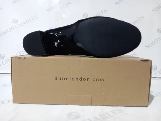 BOXED DUNE LONDON BLACK MICRO FIBRE JEWEL HEEL SHOES - SIZE 7