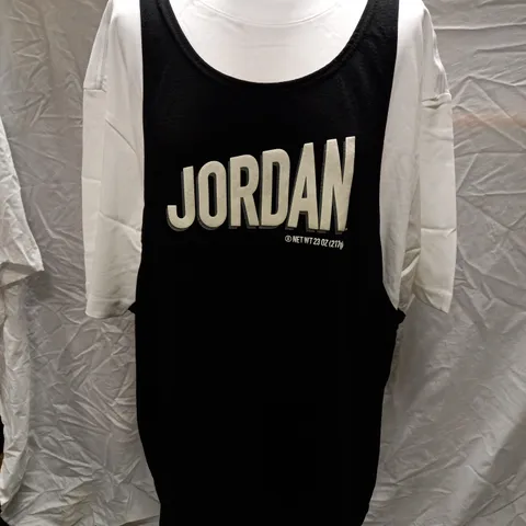 JORDAN FLIGHT MVP SHIRT, WHITE/BLACK - SIZE LARGE 