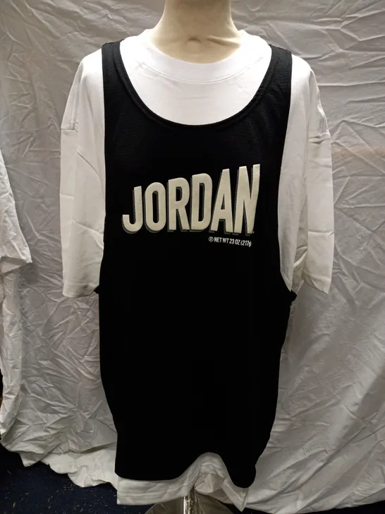 JORDAN FLIGHT MVP SHIRT, WHITE/BLACK - SIZE LARGE 