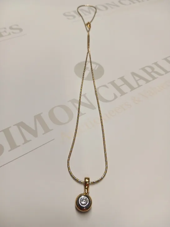 DESIGNER 18CT GOLD DIAMOND RUB-OVER SET PENDANT ON CHAIN