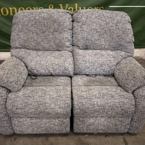 QUALITY BRITISH DESIGNED & MANUFACTURED G PLAN GREY PATTERNED FABRIC ELECTRIC RECLINING 2 SEATER SOFA