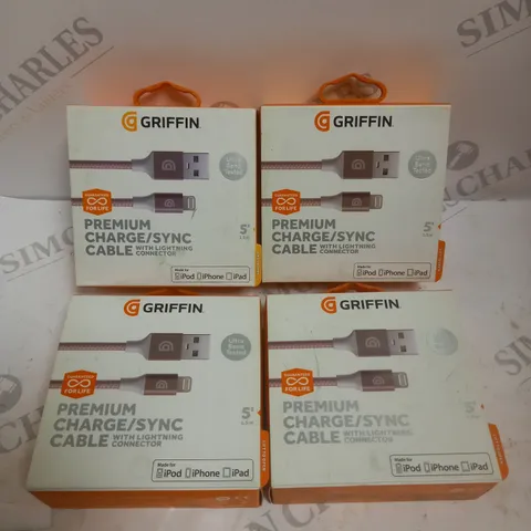 4 X BOXED GRIFFIN LIGHTNING TO USB PREMIUM CHARGE/SYNC CABLES - 1.5M