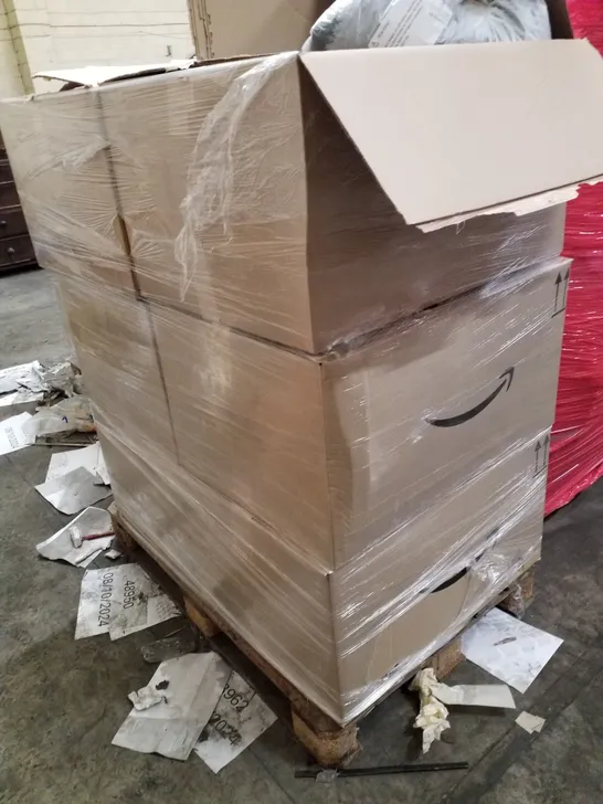 PALLET OF 6 BOXES CONTAINING ASSORTED PRODUCTS INCLUDING BIRTHDAY DECORATIONS, TOILET BRUSH, TUSCANY 2024 CALENDAR, SOURDOUGH KIT, SURPRISE EGG TOY, ARMREST STORAGE BOX