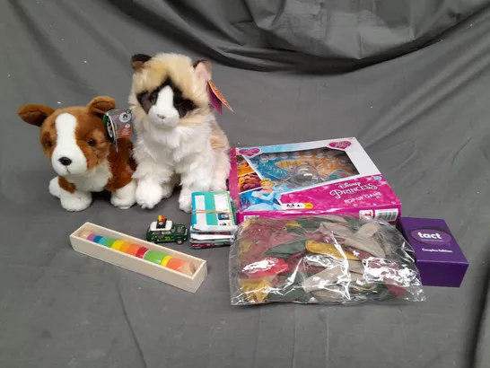 MEDIUM BOX OF ASSORTED TOYS AND GAMES TO INCLUDE TEDDIES, BALLOONS AND TRADING CARD GAME