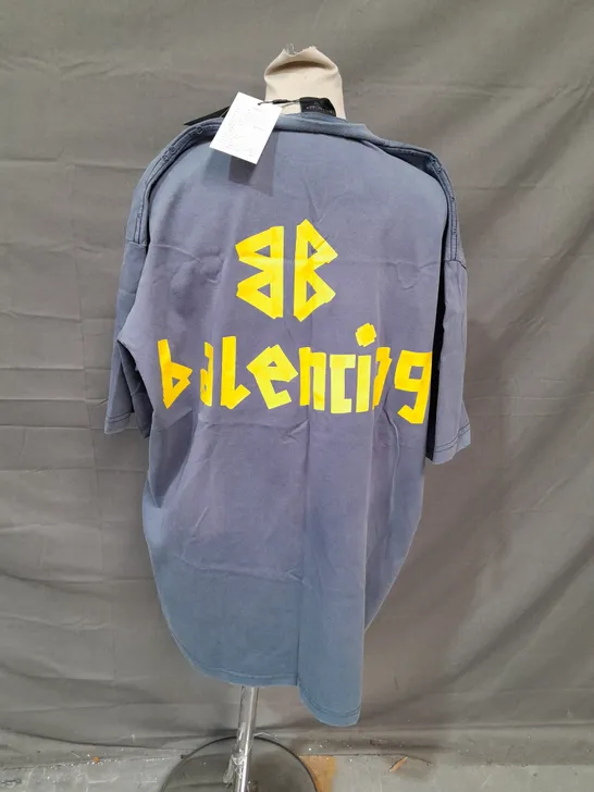 BALENCIAGA OVERSIZED BLUE T-SHIRT - LARGE