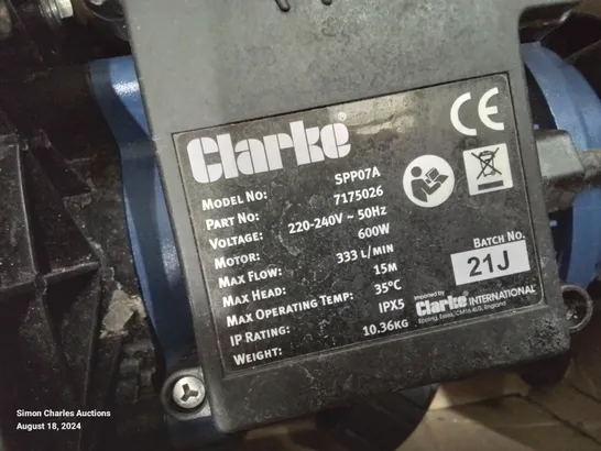 CLARKE SWIMMING POOL PUMP MODEL SPP07A