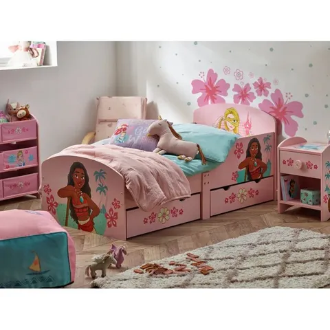 BOXED PRINCESS TODDLER BED FRAMES WITH DRAWERS BY DISNEY 