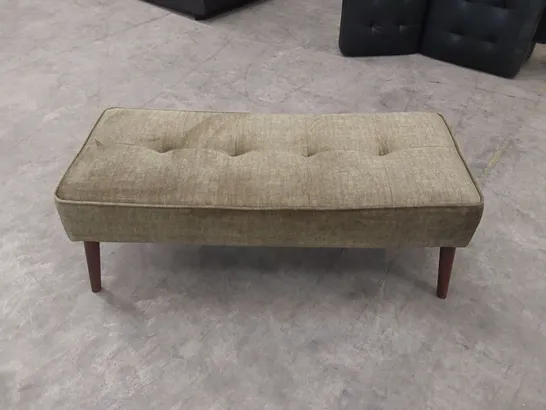 DESIGNER OLIVE FABRIC UPHOLSTERED STOOL/BENCH