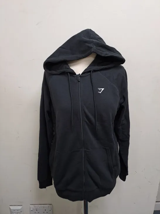 GYMSHARK TRAINING ZIP HOODIE BLACK - SMALL 