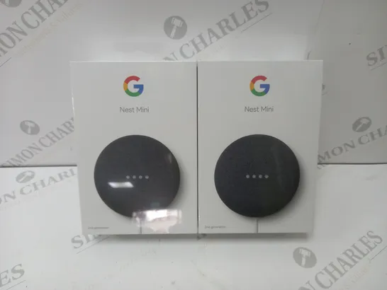 2 BRAND NEW BOXED GOOGLE NEST MINI 2ND GENERATION SMART SPEAKERS - CHARCOAL    