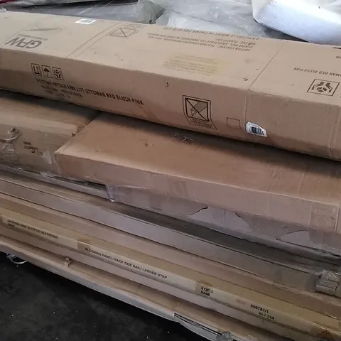 PALLET OF ASSORTED BOXED FLATPACK FURNITURE PARTS INCLUDING WARDROBE HIGH SLEEPER AND BEDROOM, SET