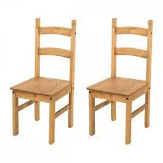 BOXED PAIR OF CORONA SOLID PINE DINING CHAIR 