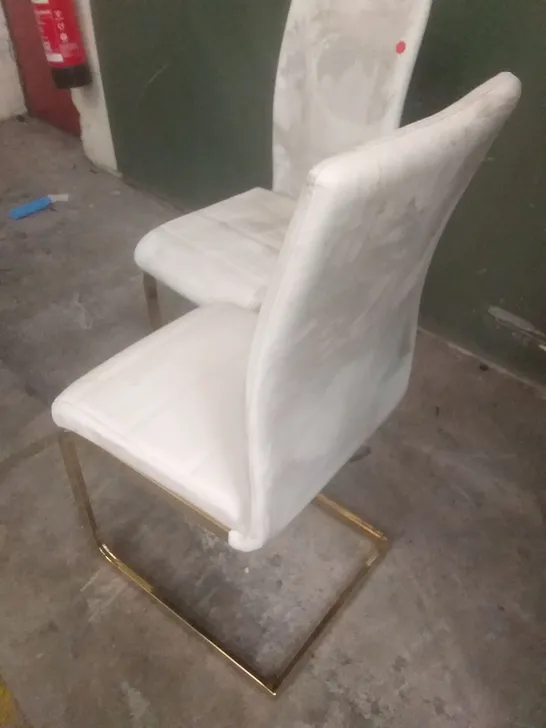 X2 PERTH WHITE DINING CHAIR GOLD LEGS