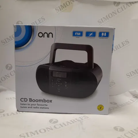 ONN CD BOOMBOX 3.5MM HEADPHONE JACK-FM RADIO