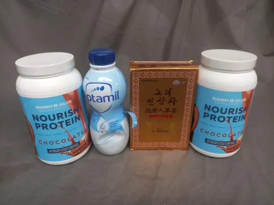 APPROXIMATELY 4 FOOD AND DRINK ITEMS TO INCLUDE PROTEIN, APTAMIL AND GINSENG TEA - COLLECTION ONLY