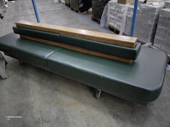 GREEN LEATHER UPHOLSTERED OAK CENTRAL SEATING UNIT