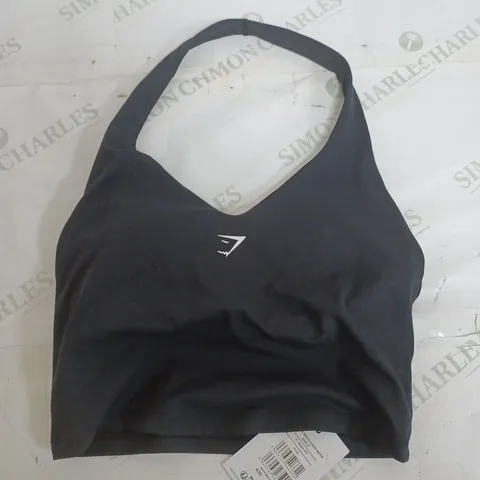 GYMSHARK HALTER NECK CAMI WITH SHELF IN BLACK - SMALL