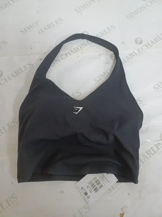 GYMSHARK HALTER NECK CAMI WITH SHELF IN BLACK - SMALL