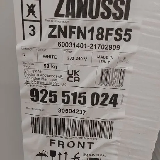 ZANUSSI INTEGRATED 50/50 FRIDGE FREEZER 267L MODEL ZNFN18FS5 RRP £542