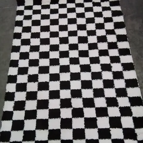 QUALITY DESIGNER CHECKERBOARD SHAGGY MONO PATTERN AREA RUG 160X230