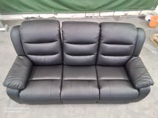 QUALITY DESIGNER ROTHBURY 3 SEATER MANUAL RECLINING BLACK SOFA