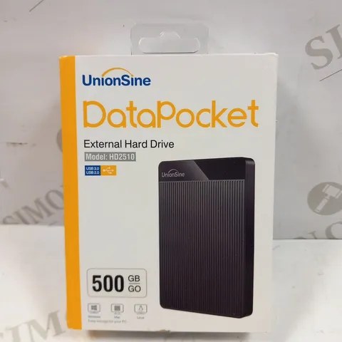 BOXED UNION SINE DATA POCKET EXTERNAL HARD DRIVE MODEL HD2510