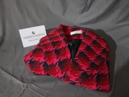 HELENE BERMAN DOUBLE BREASTED PINK MIX CHECK COAT SIZE 12 