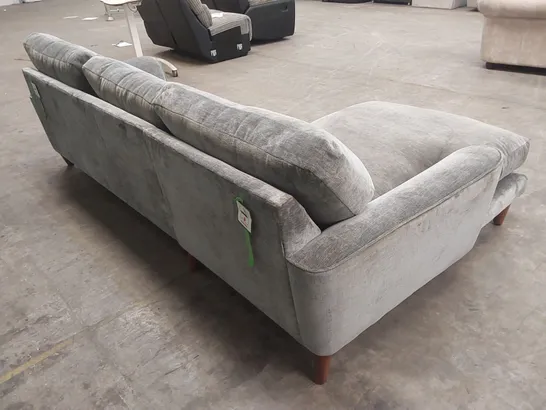 DESIGNER GREY FABRIC UPHOLSTERED PLUMP CHAISE SOFA 