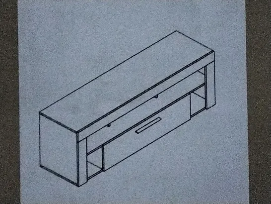 BOXED TV UNIT WITH 1 DRAWER IN COLOUR CONCRETE  / WHITE , ONLY 1 OF 2 BOXES 