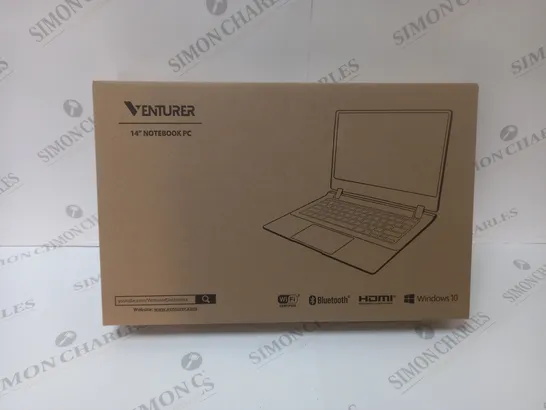 BRAND NEW BOXED VENTURER EUROPA 14 PLUS 14" FULL HD LAPTOP INTEL 2.6GHZ 64GB SSD 4GB RAM - BLACK