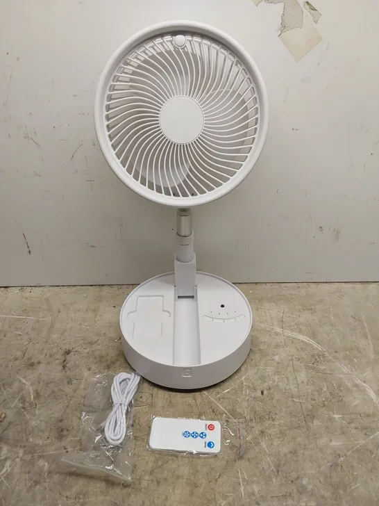 BOXED BELL & HOWELL OSCILLATING FOLDING RECHARGEABLE FAN IN WHITE