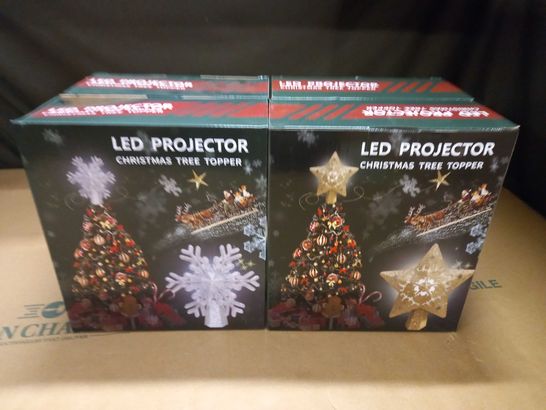 LOT OF 4 LED PROJECTOR CHRISTMAS TREE TOPPERS IN GOLD AND SILVER 