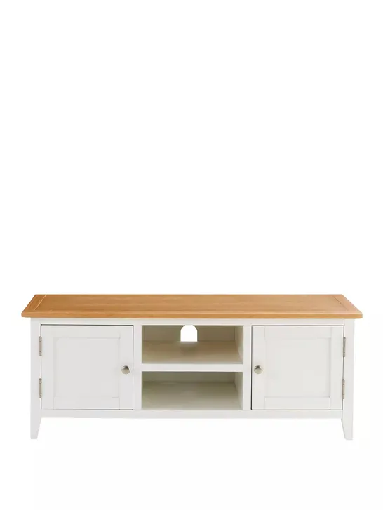 HARBOUR READY ASSEMBLED 2 DOOR TV UNIT - WHITE/OAK - COLLECTION ONLY RRP £169