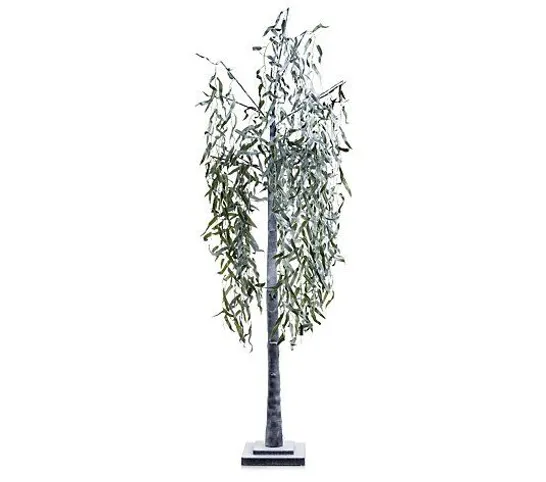 BOXED ALISON CORK PRE-LIT CASCADING GLITTER WHITE WILLOW TREE - COLLECTION ONLY