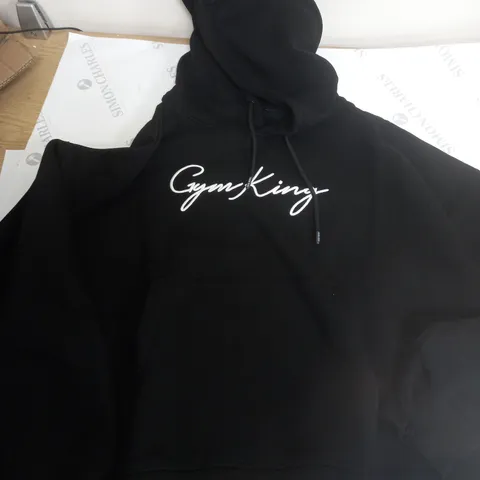 GYMKING BLACK LOGO HOODIE - UK 14 