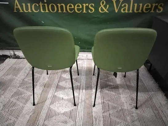 PAIR OF ITALIAN MADE CATTELAN GREEN LEATHER DINING CHAIRS 