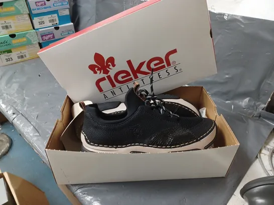 BOXED PAIR OF RIEKER DECK SHOES/TRAINERS - black- SIZE 7 UK