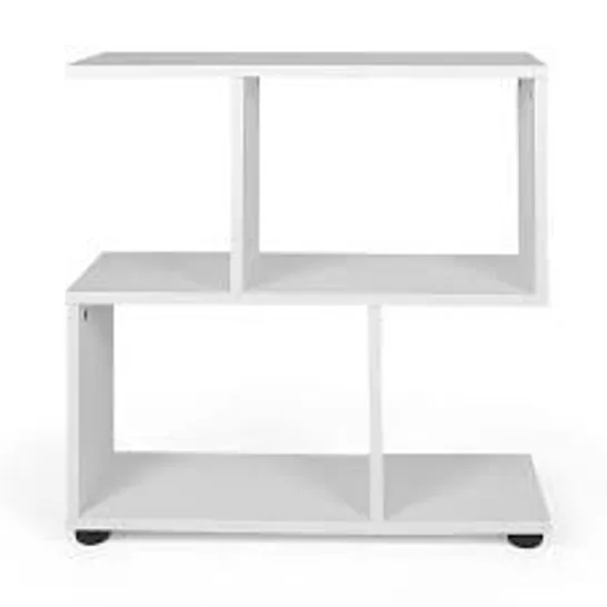 BOXED COSTWAY BOOKSHELF 2-TIER S SHAPED BOOKCASE STORAGE RACK DISPLAY SHELF - WHITE