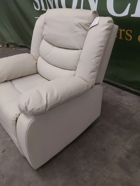 SORRENTO IVORY FAUX LEATHER MANUAL RECLINER ARMCHAIR 