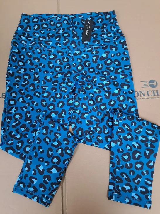 LOT OF 5 BRAND NEW DESTELLO LEOPARD PRINT LEGGINGS IN TEAL - UK14