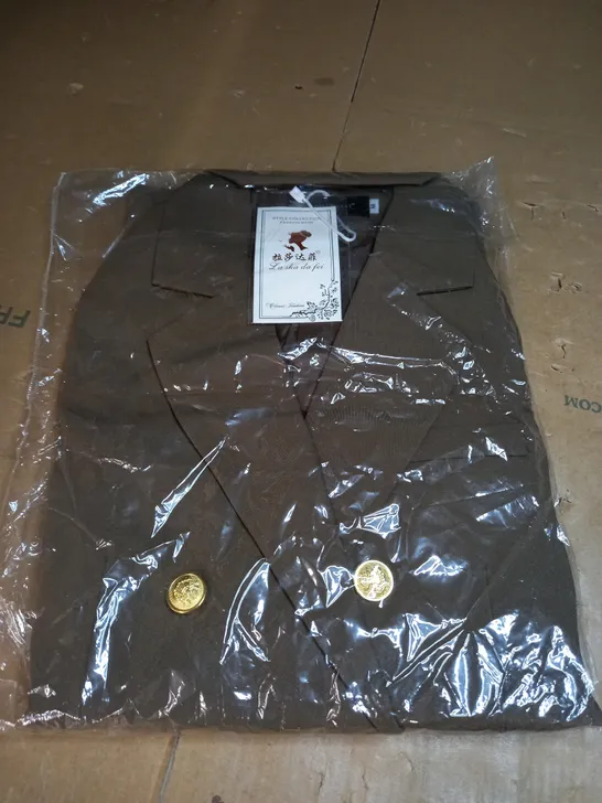 LASHADAFEI BROWN SUIT JACKET SIZE M 