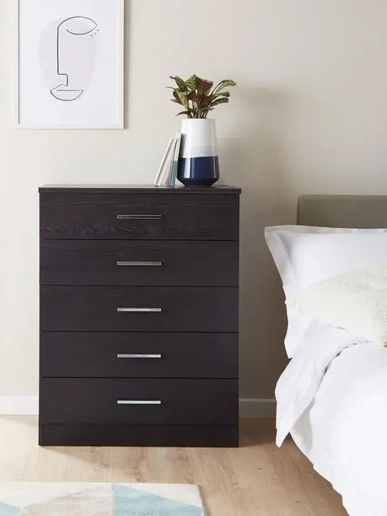 EVERYDAY PANAMA 5 DRAWER CHEST - BLACK - COLLECTION ONLY- RRP £129