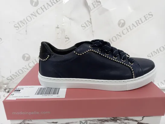 BOXED MODA IN PELLE ARITA NAVY LEATHER SHOES - UK 6 