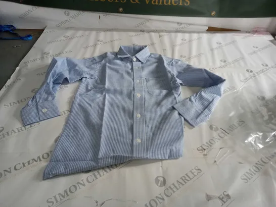 BLUE AND WHITE CHEGURED LONG SLEEVE CHILDRENS SHIRT